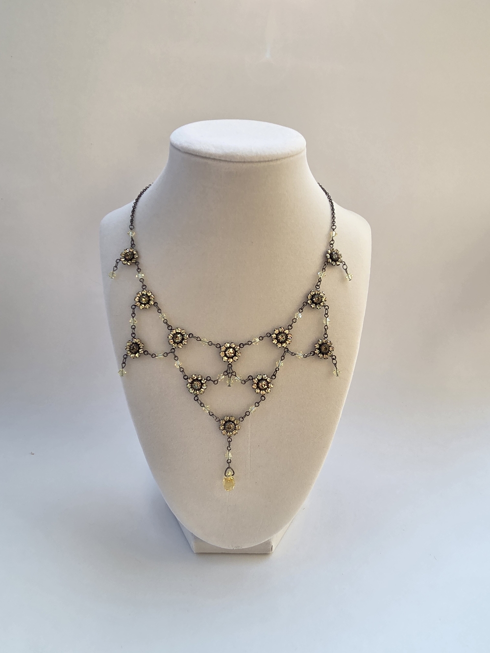 Bellagio Crystal USA Yellow Crystal Floral Necklace